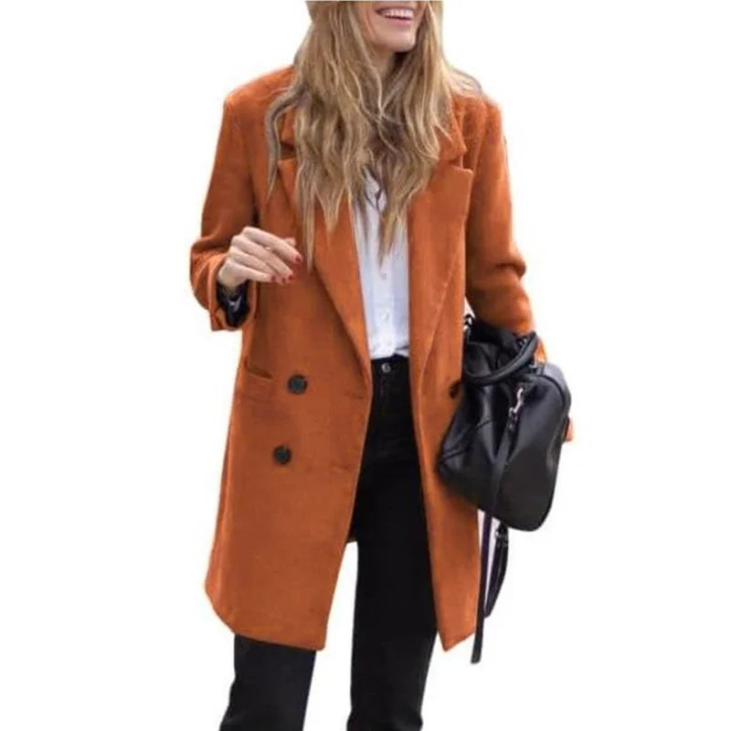 Abrigo Lujoso de Mezcla de Lana de Doble Botonadura – Ropa de Abrigo Cálida de Invierno