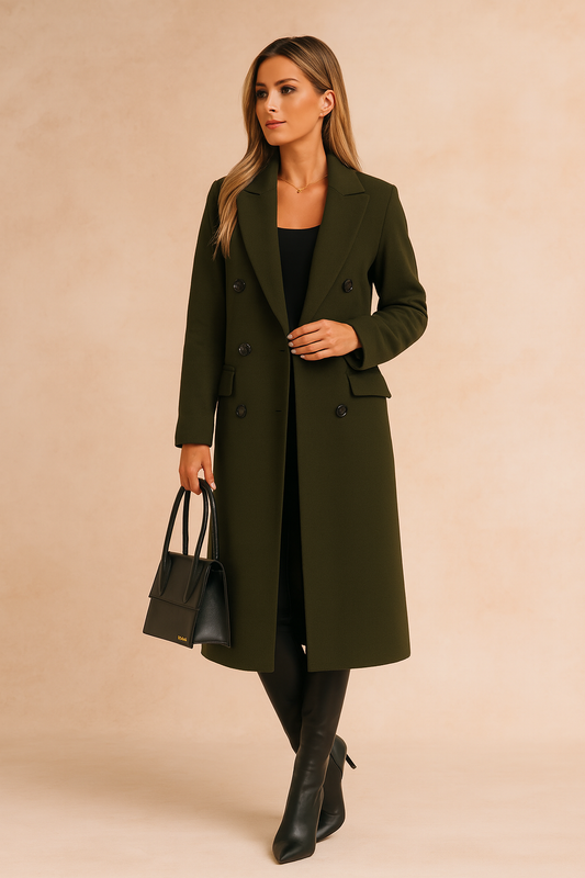 Blazer Abrigo Largo de Doble Botonadura Sastre para Mujer