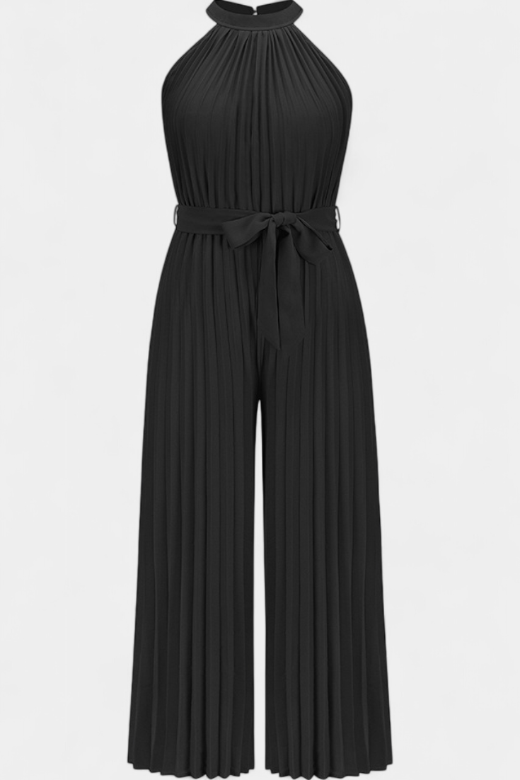 Patrizia Mono Plisado con Cuello Halter y Corte Palazzo