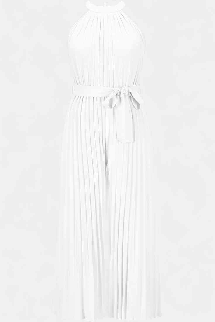 Patrizia Mono Plisado con Cuello Halter y Corte Palazzo