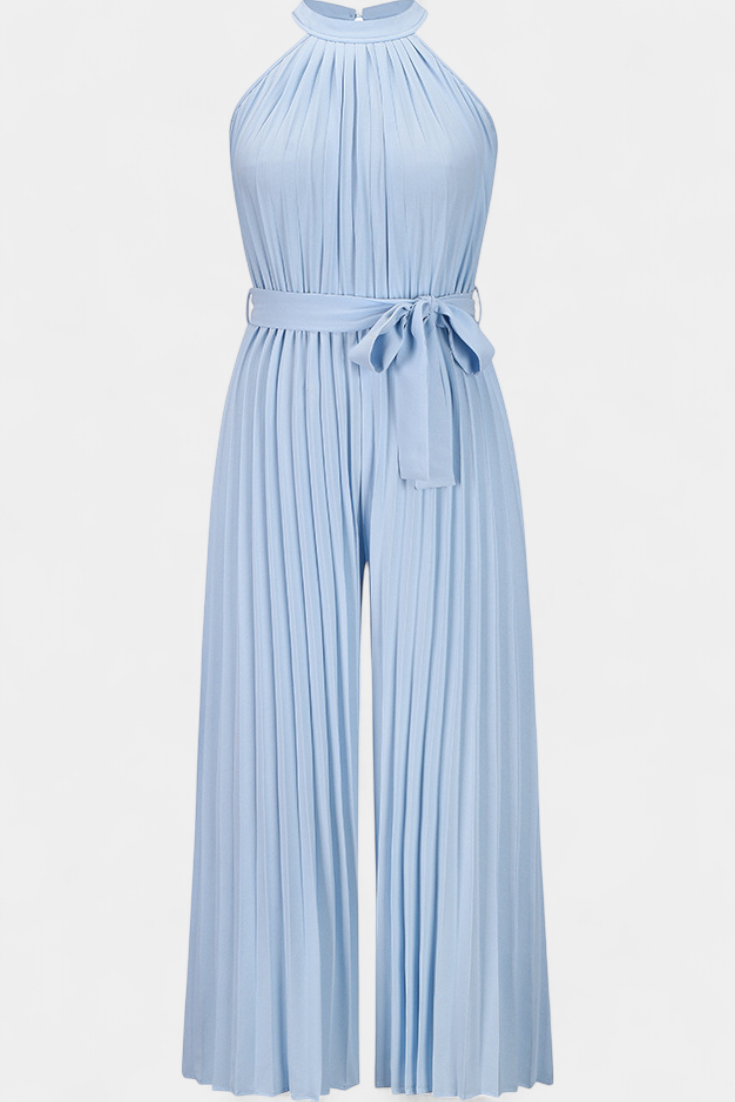 Patrizia Mono Plisado con Cuello Halter y Corte Palazzo