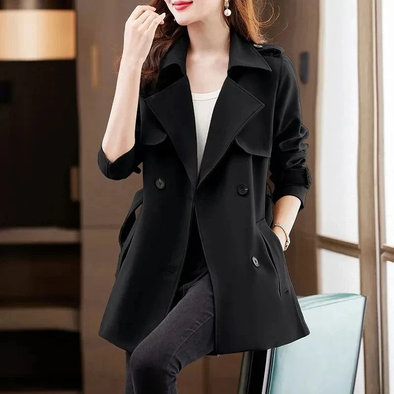 Gabardina Negra para Mujer – Capa Estilosa para el Entretempo