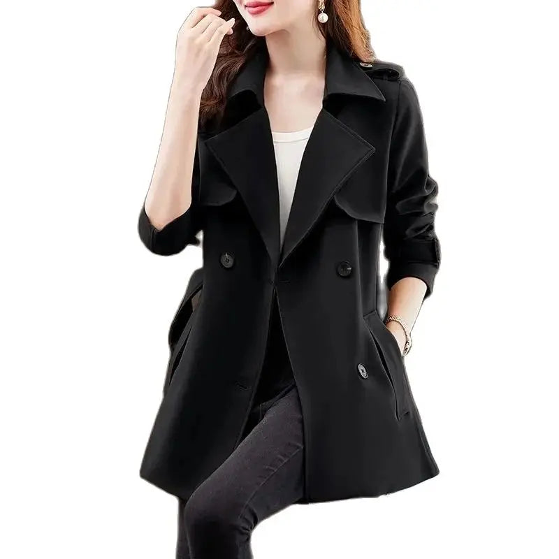 Gabardina Negra para Mujer – Capa Estilosa para el Entretempo