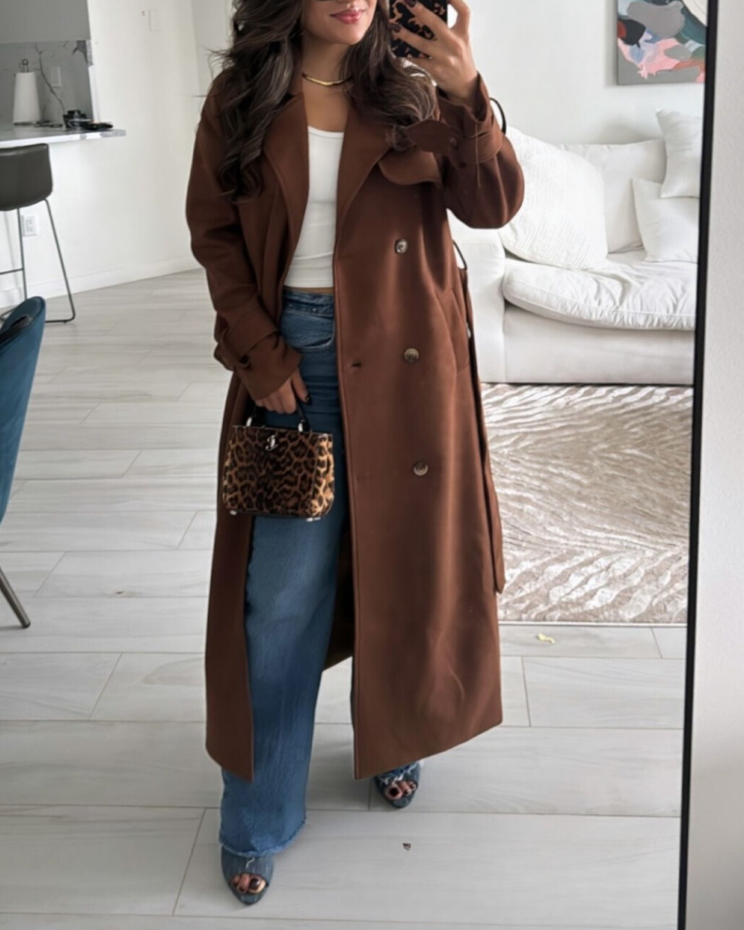Gabardina Larga de Ante Banbury para Mujer