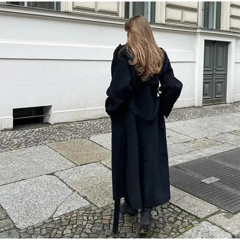 Abrigo de Mezcla de Lana con Doble Botonadura para Mujer