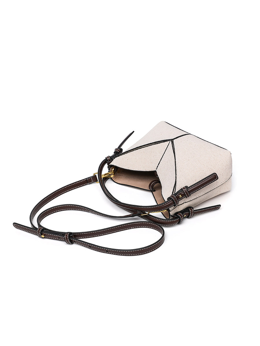 Bolso Bandolera de Lona para Mujer con Cremallera Dorada