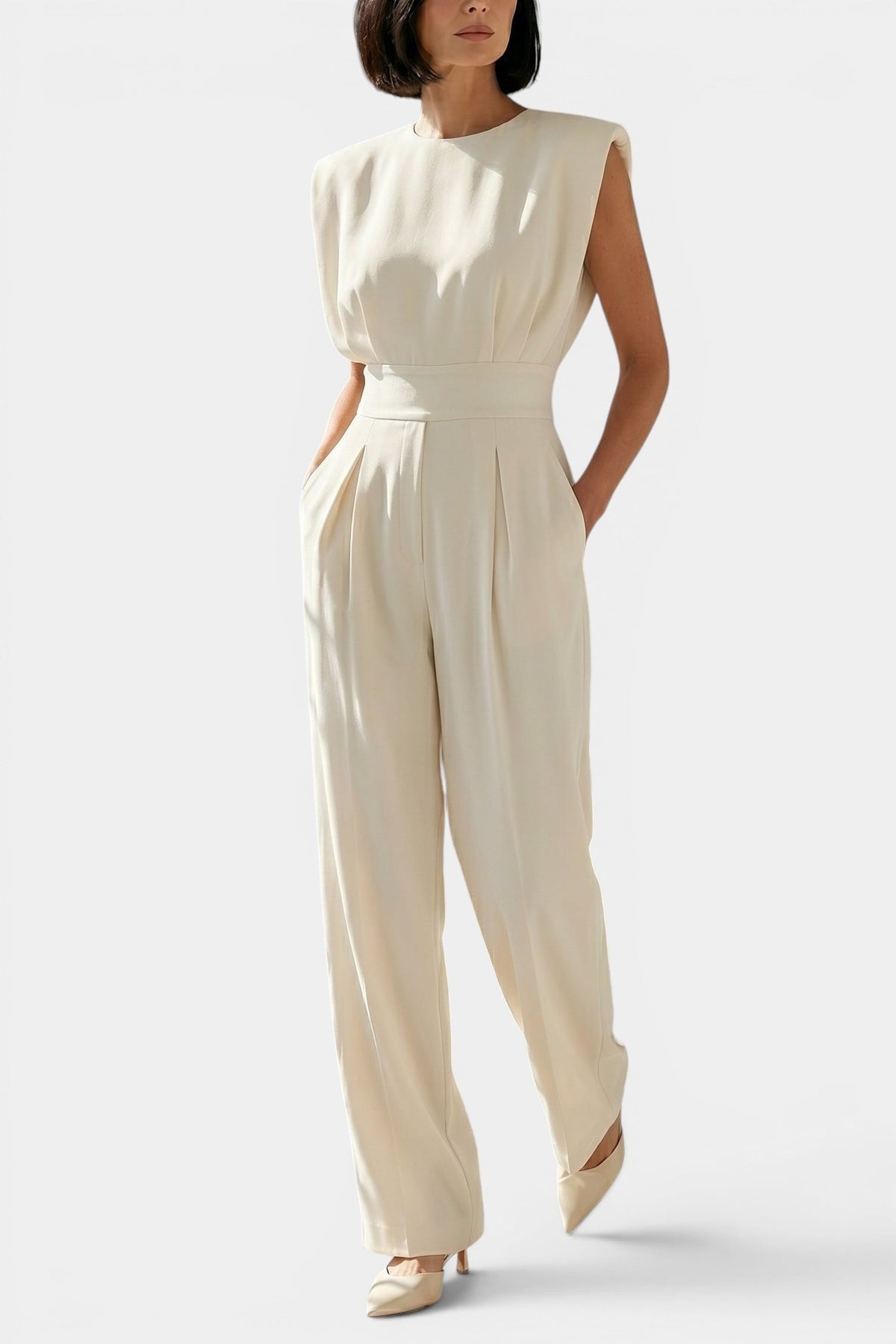 Billie - Mono Pantalón Ancho Cuello Redondo Hombros Estructurados