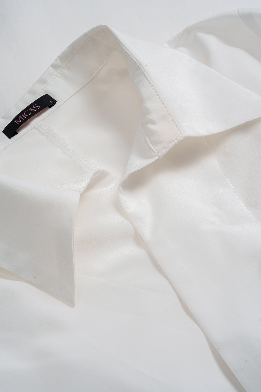 Camisa de Botón de Manga Larga Fruncida Irregular
