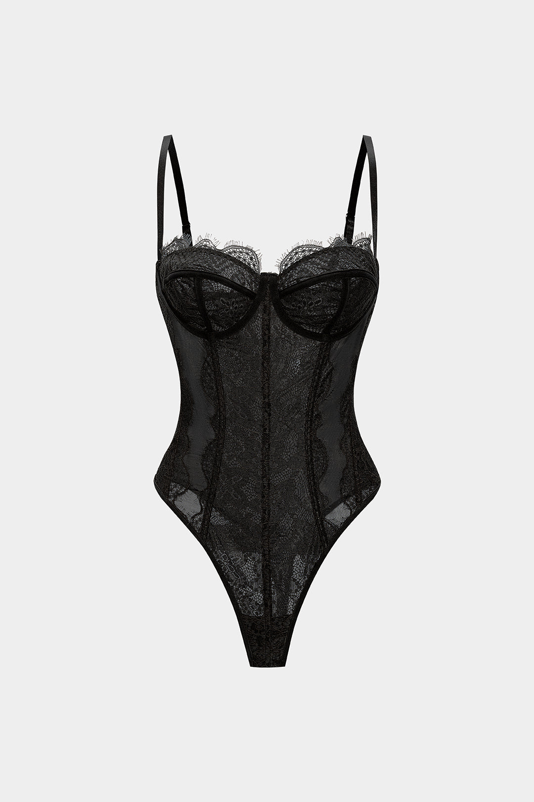 Body Bustier Corsé de Malla Transparente