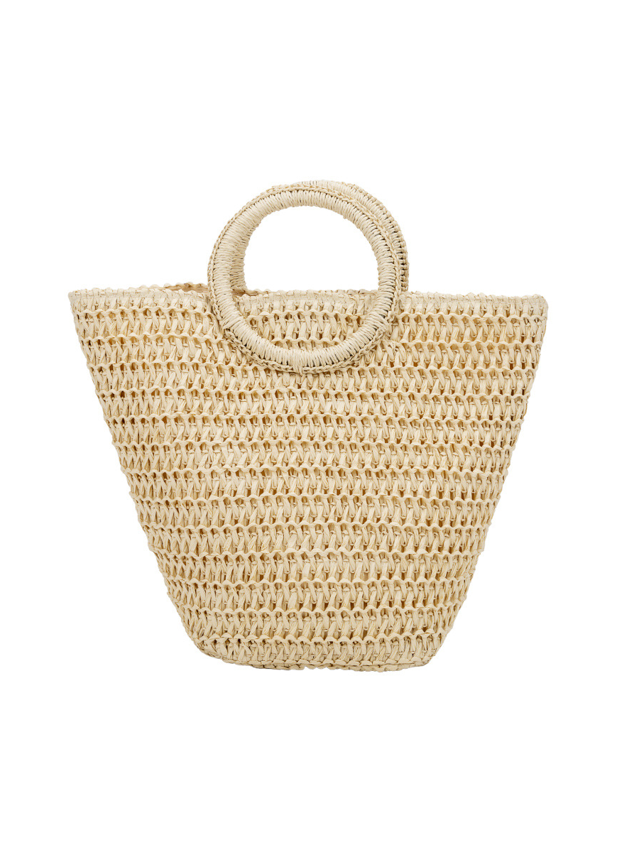 Bolso de Hombro de Rafia Trenzada para Mujer | Blanco Marfil | Gran Capacidad