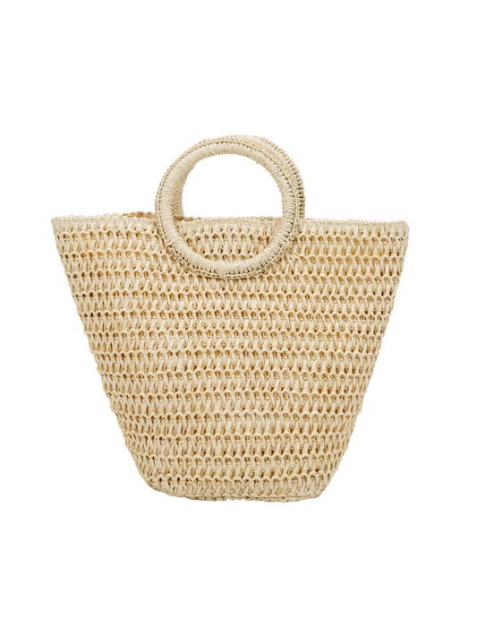 Bolso de Hombro de Rafia Trenzada para Mujer | Blanco Marfil | Gran Capacidad
