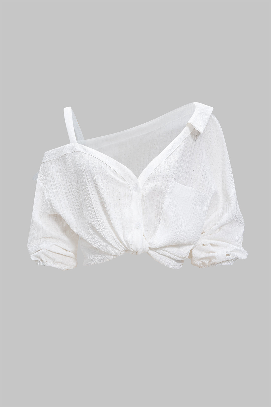 Camisa de Manga Larga Asimétrica con Espalda Descubierta