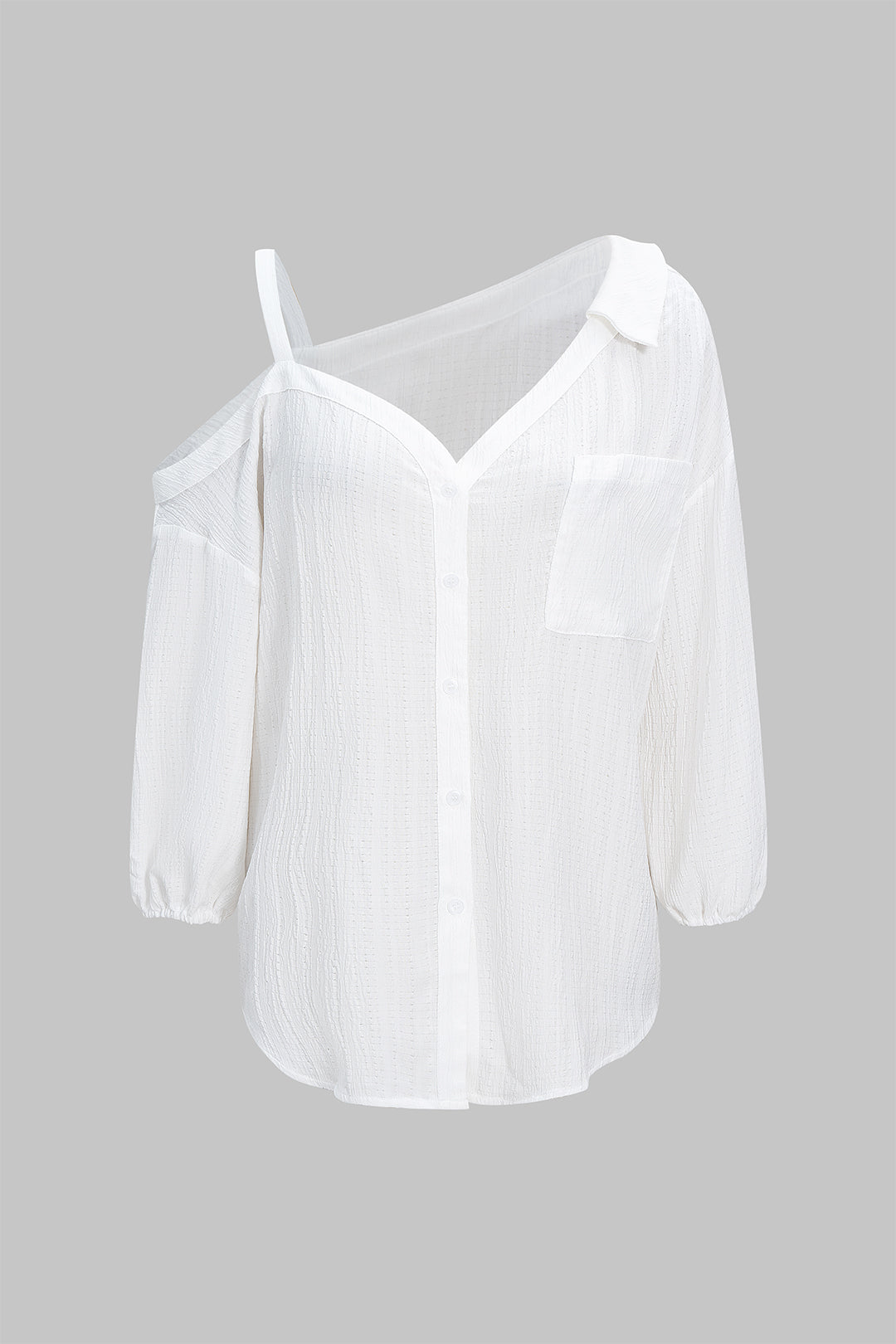 Camisa de Manga Larga Asimétrica con Espalda Descubierta