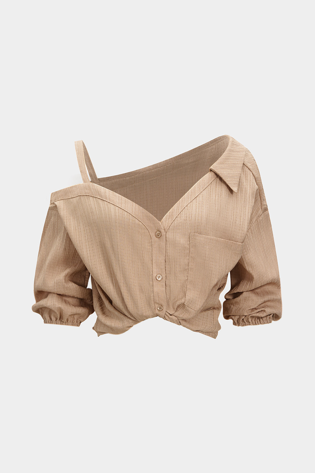 Camisa de Manga Larga Asimétrica con Espalda Descubierta