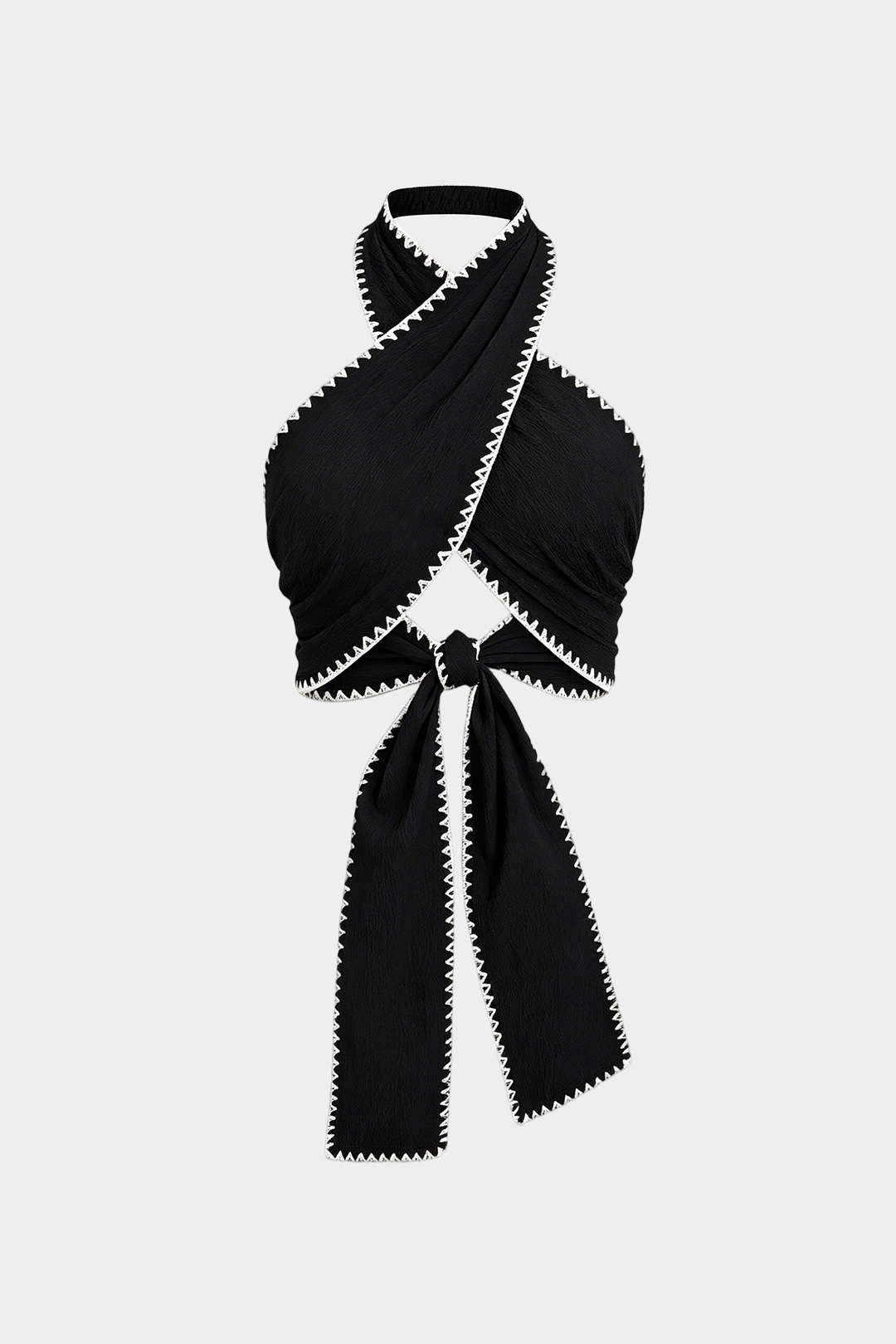 Camiseta sin Mangas Espalda Descubierta con Tiras Cruzadas en Contraste
