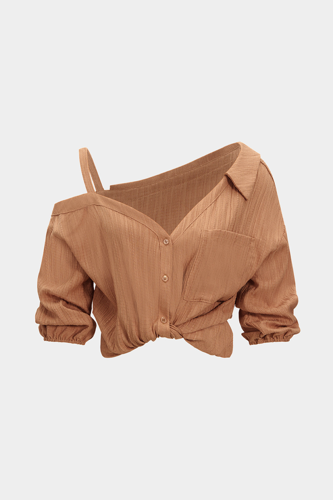 Camisa de Manga Larga Asimétrica con Espalda Descubierta