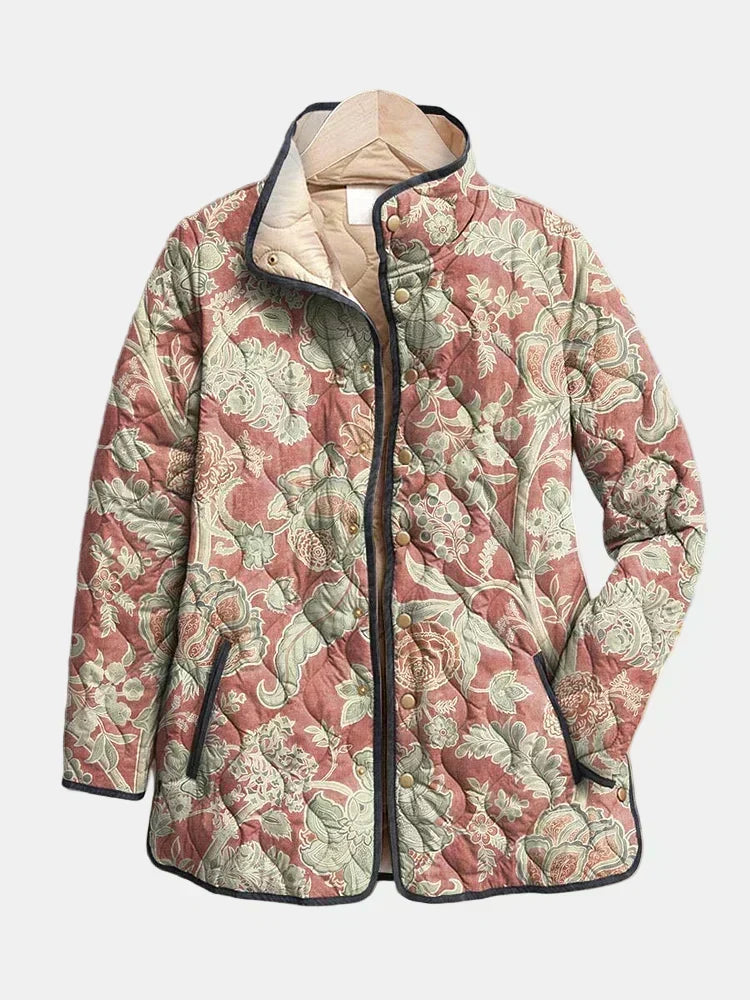 Paolina | Chaqueta acolchada con diseño damascado en terracota