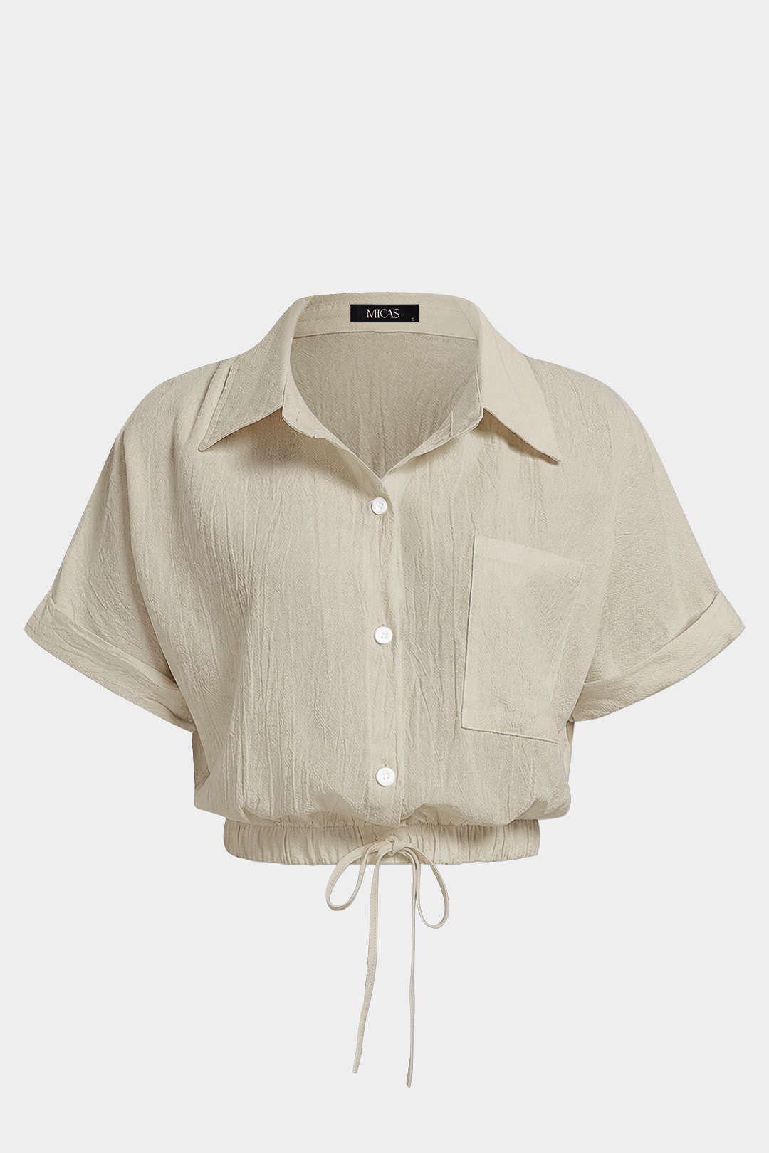 Camisa de Cuello con Cordón de Manga Corta