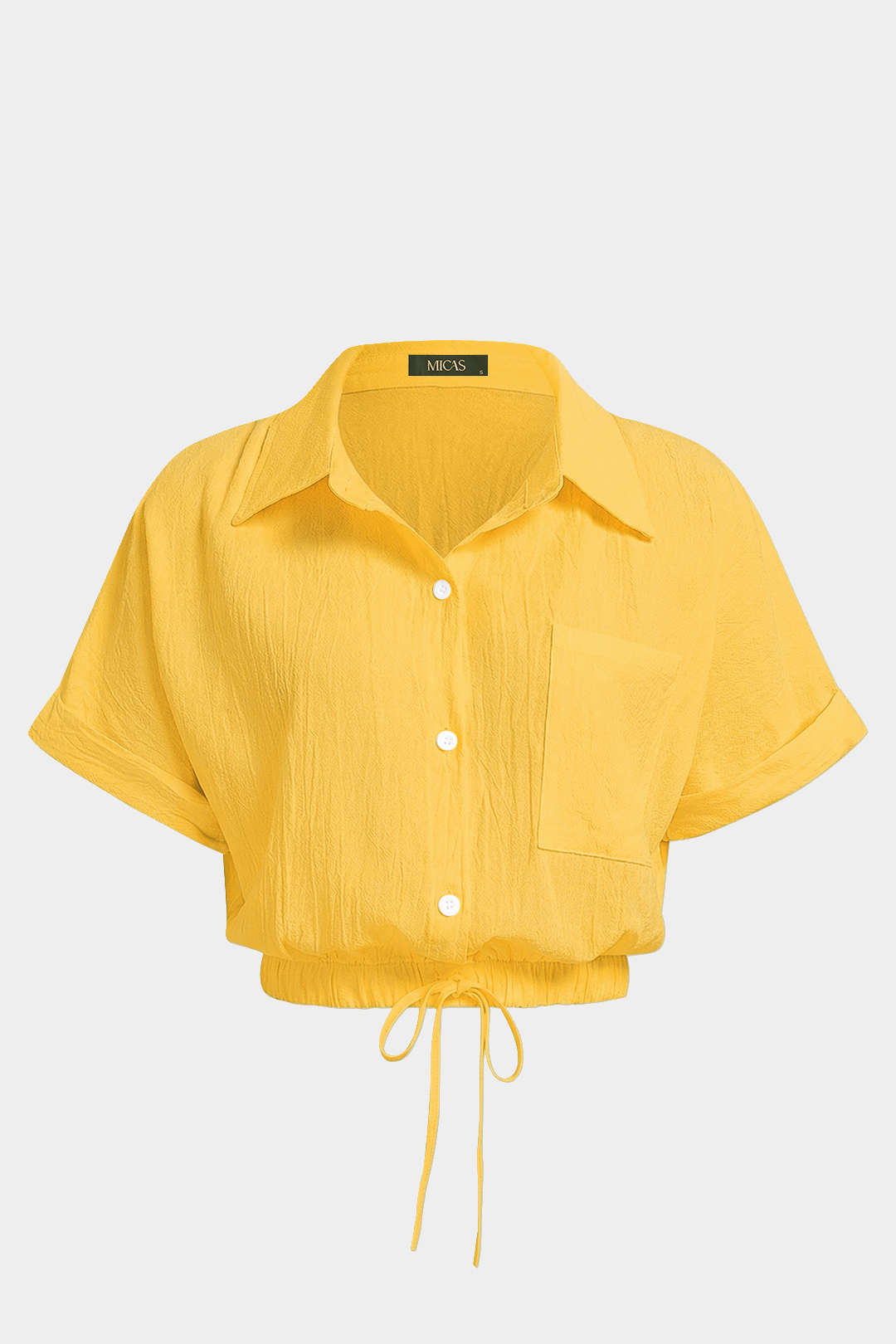 Camisa de Cuello con Cordón de Manga Corta
