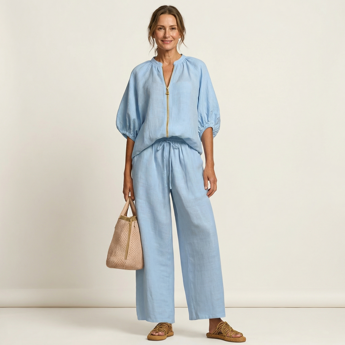 Marlowe | Conjunto con cremallera frontal y mangas abullonadas