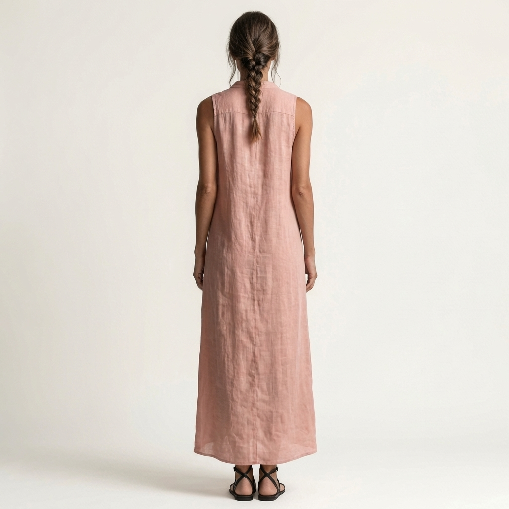 Mirabell | Vestido largo sin mangas con capucha y botones frontales