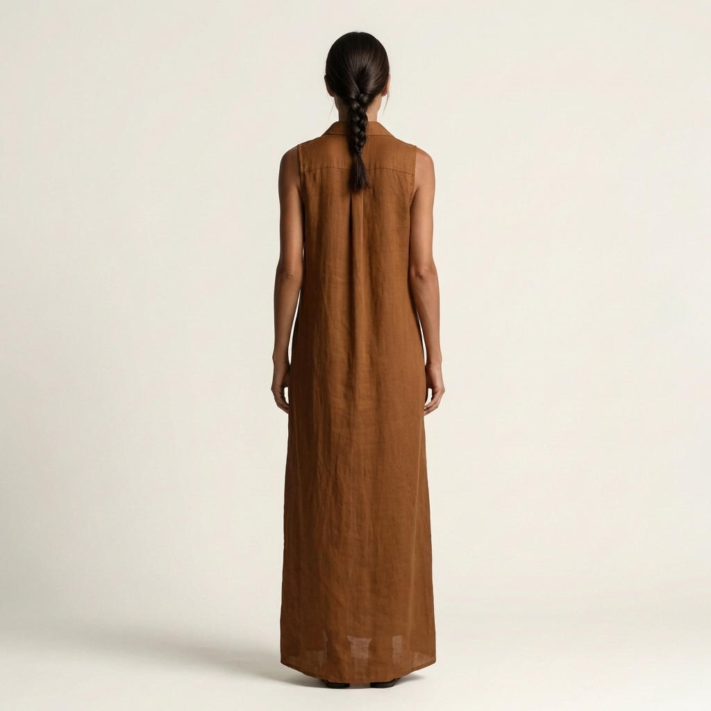 Mirabell | Vestido largo sin mangas con capucha y botones frontales