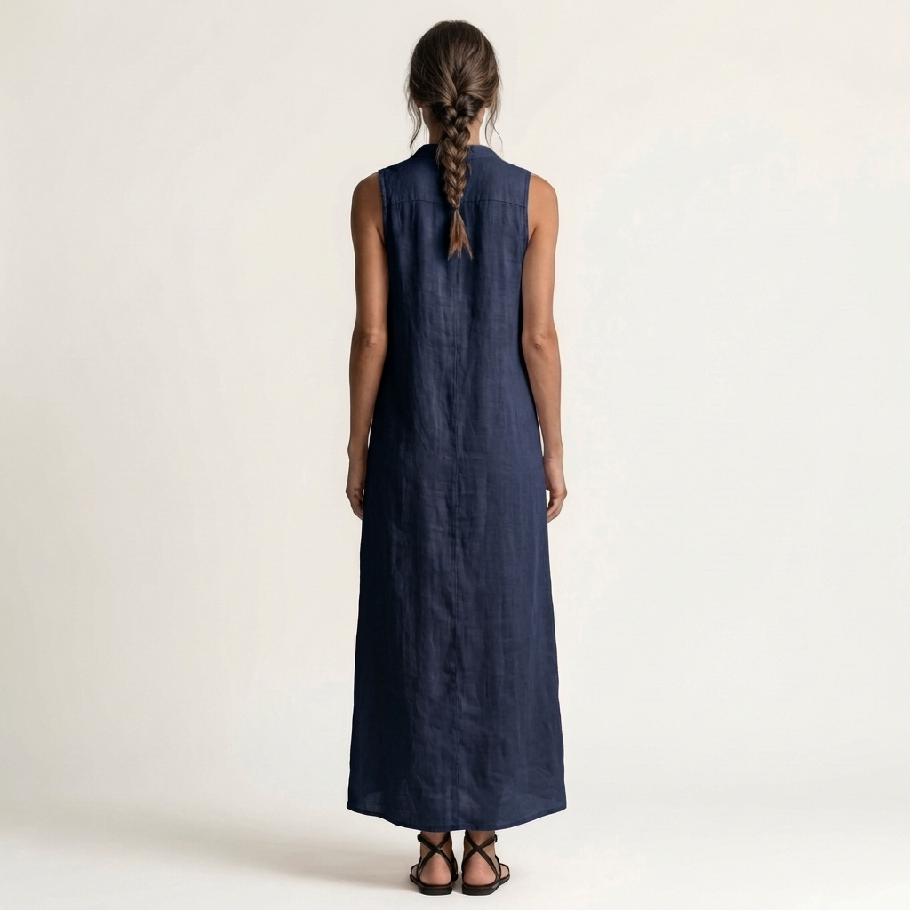 Mirabell | Vestido largo sin mangas con capucha y botones frontales