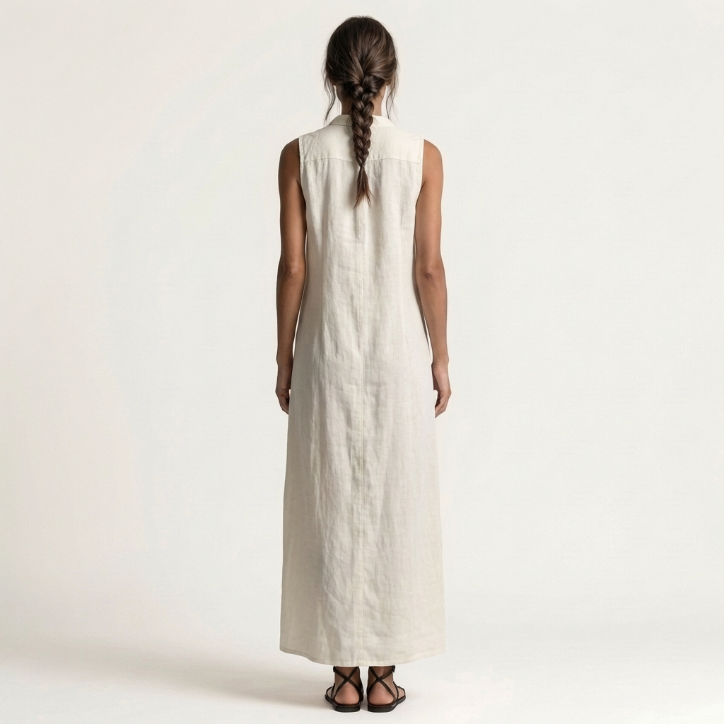 Mirabell | Vestido largo sin mangas con capucha y botones frontales