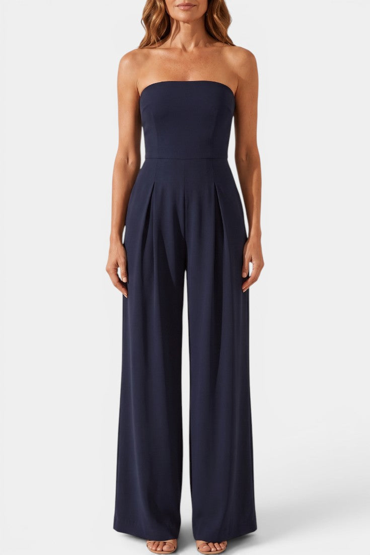Llona - Mono Bustier con Pantalón de Pernera Ancha