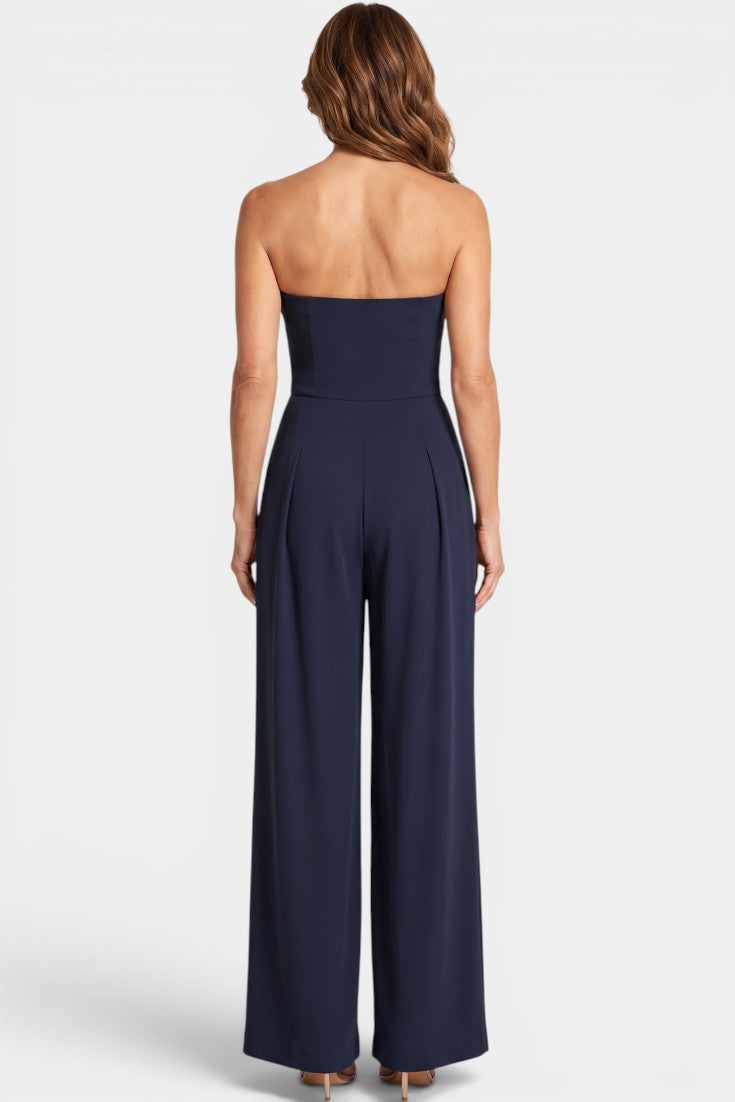 Llona - Mono Bustier con Pantalón de Pernera Ancha