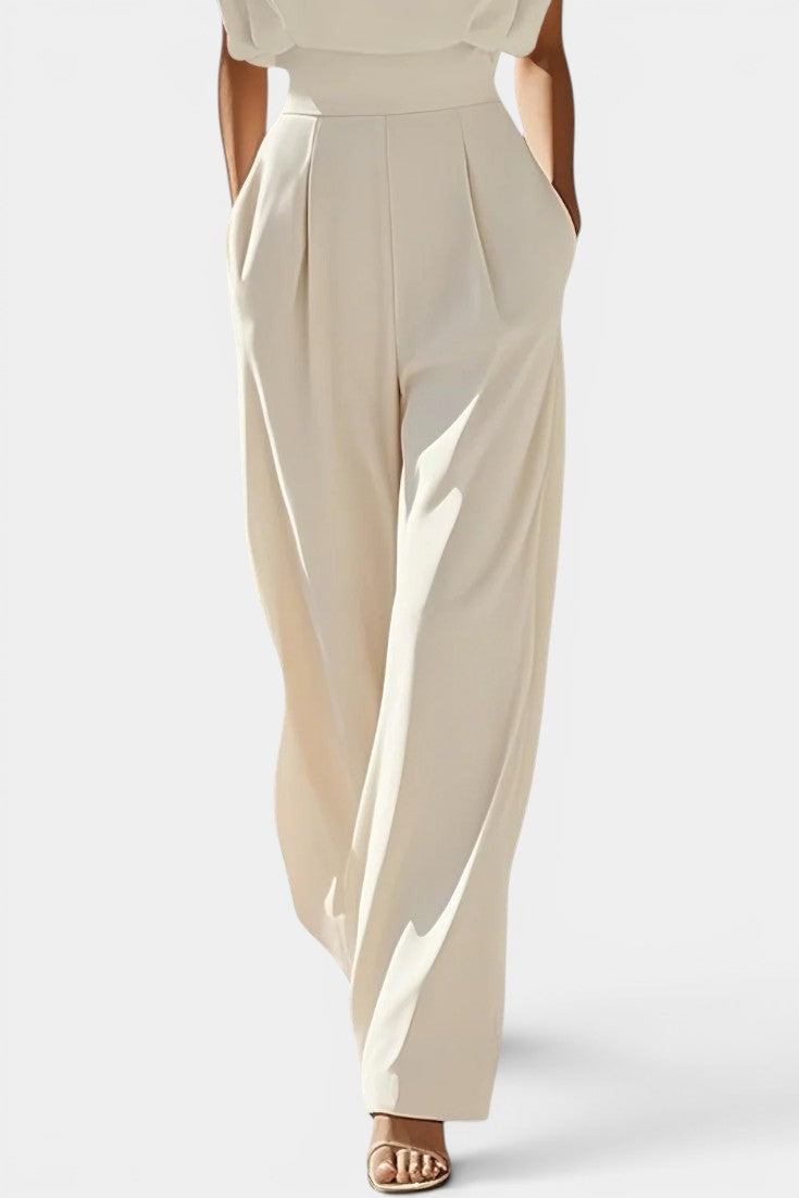 Billie - Mono Pantalón Ancho Cuello Redondo Hombros Estructurados