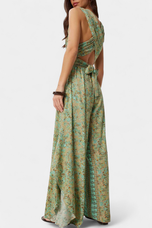 Leandra | Mono cruzado con estampado floral y espalda descubierta
