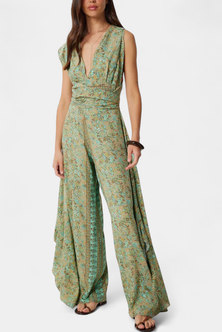 Leandra | Mono cruzado con estampado floral y espalda descubierta
