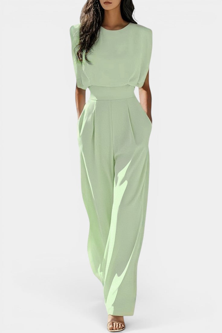 Billie - Mono Pantalón Ancho Cuello Redondo Hombros Estructurados