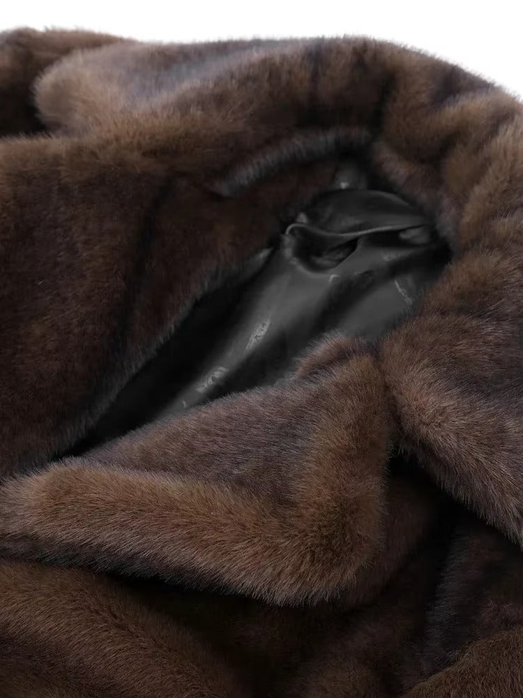 Abrigo Largo de Pelo Sintético de Invierno para Mujer