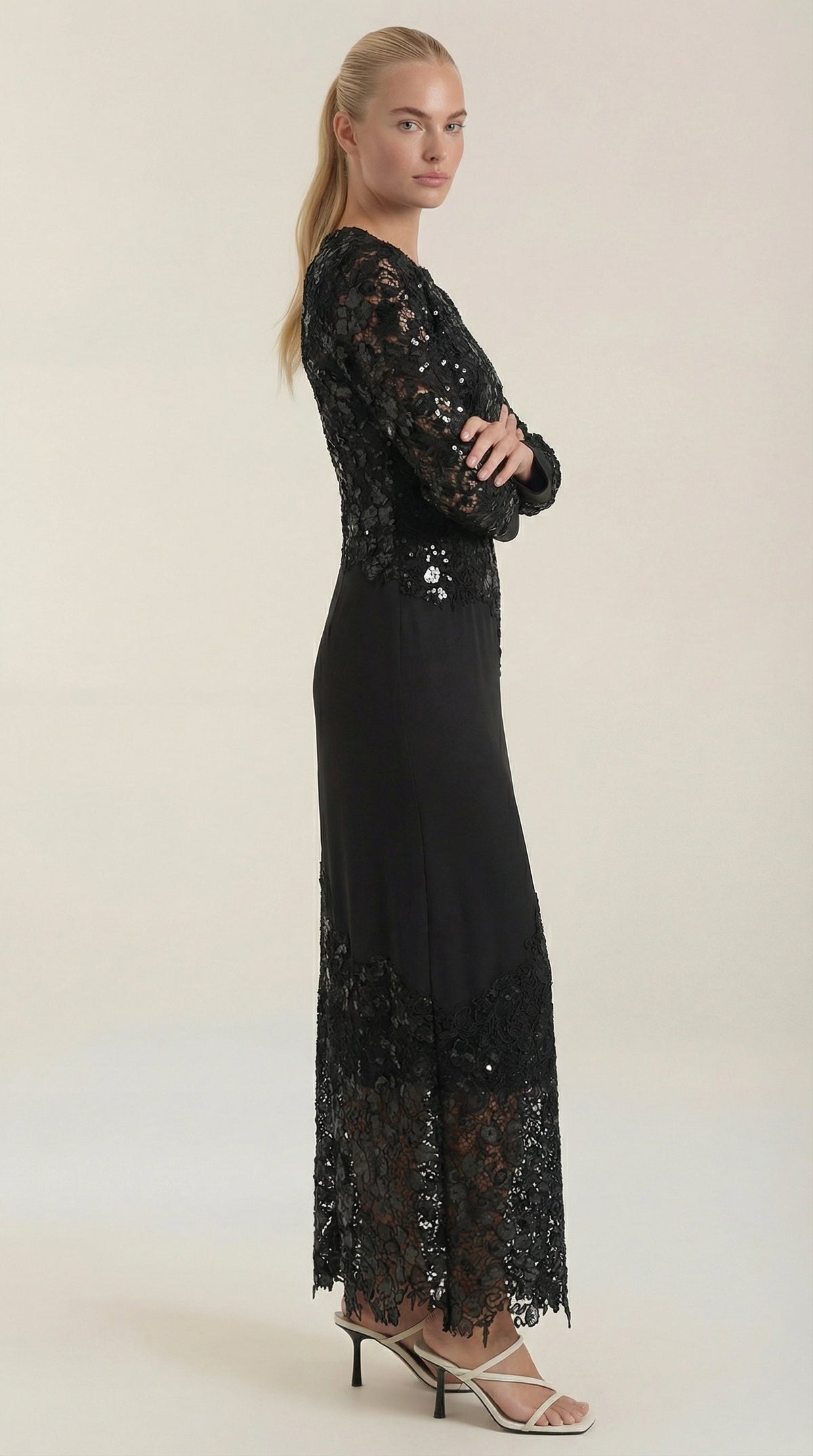 Elise | Vestido largo de lentejuelas y encaje