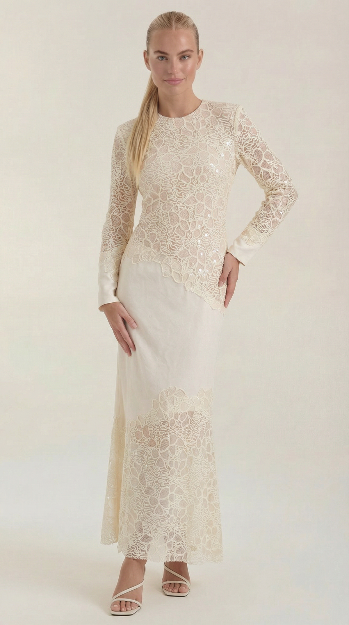 Elise | Vestido largo de lentejuelas y encaje