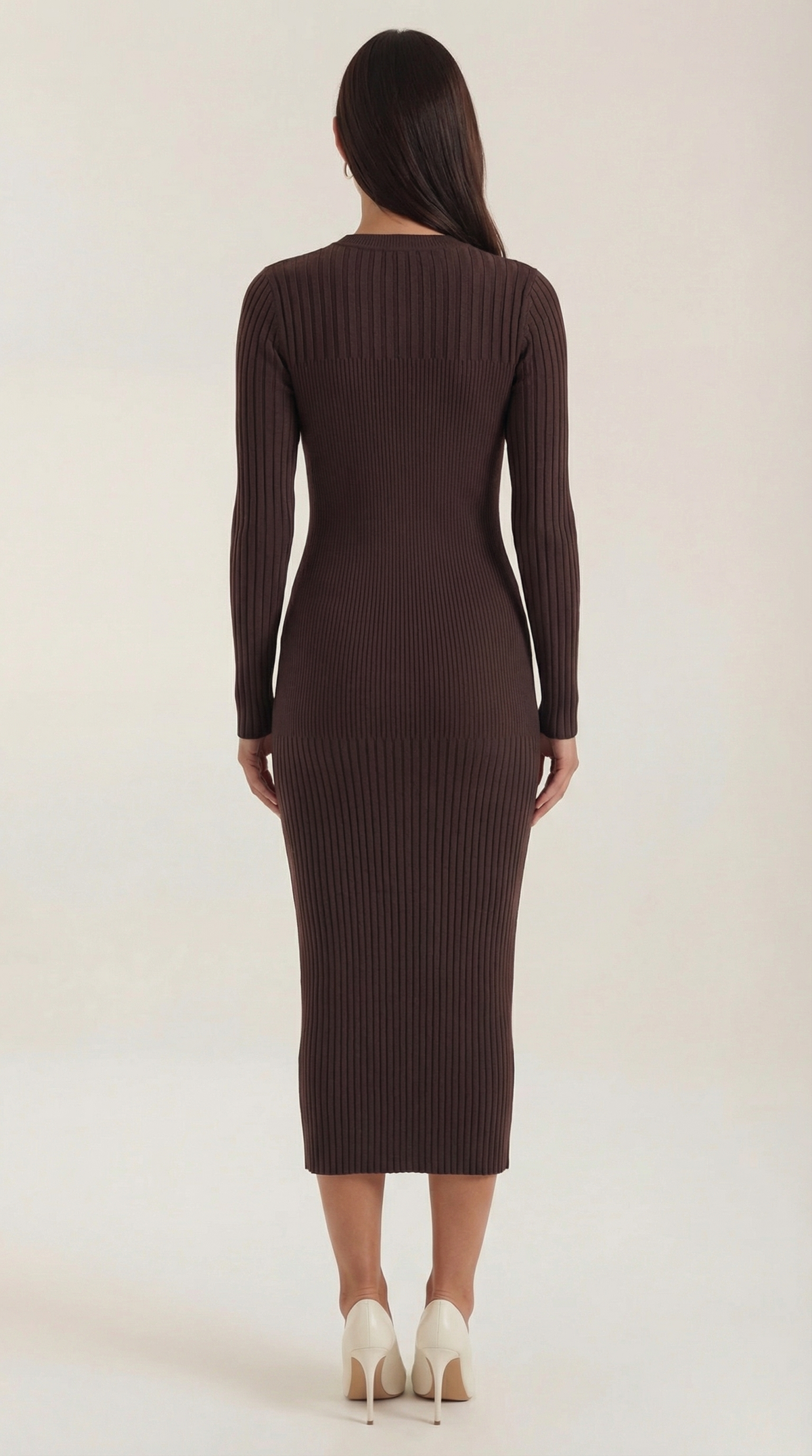 Sheila | Vestido midi ajustado de punto acanalado