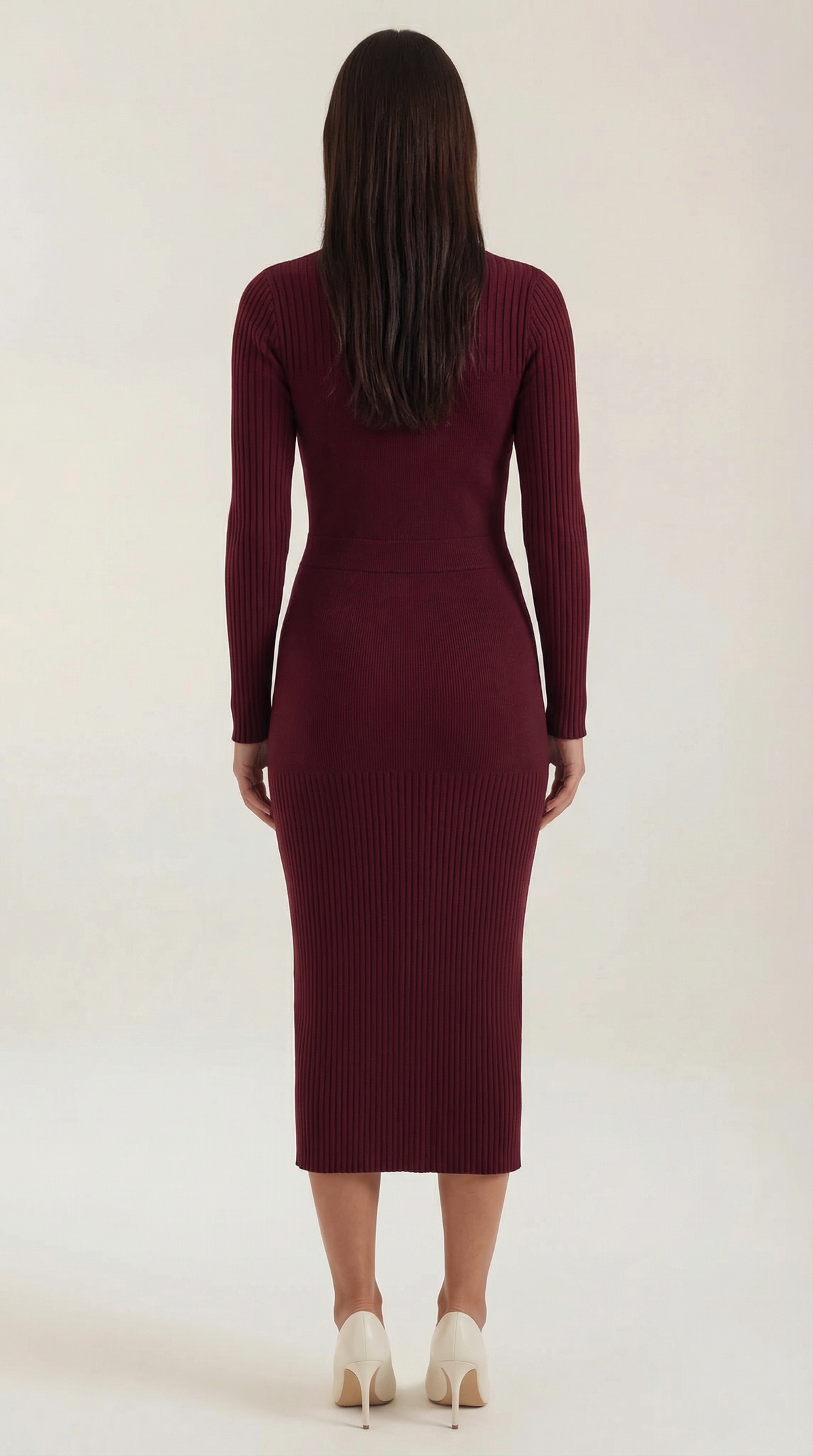 Sheila | Vestido midi ajustado de punto acanalado