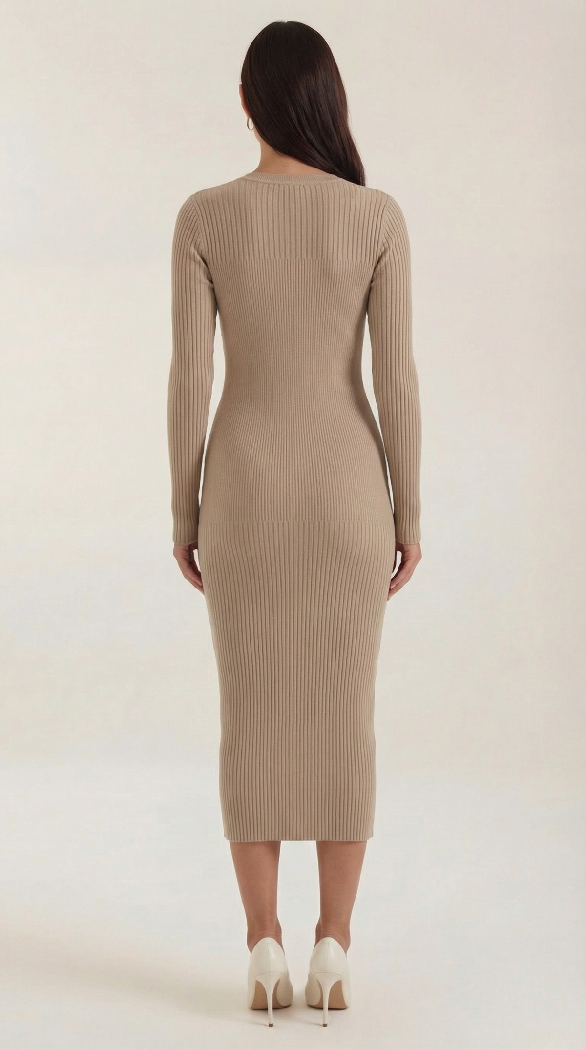 Sheila | Vestido midi ajustado de punto acanalado