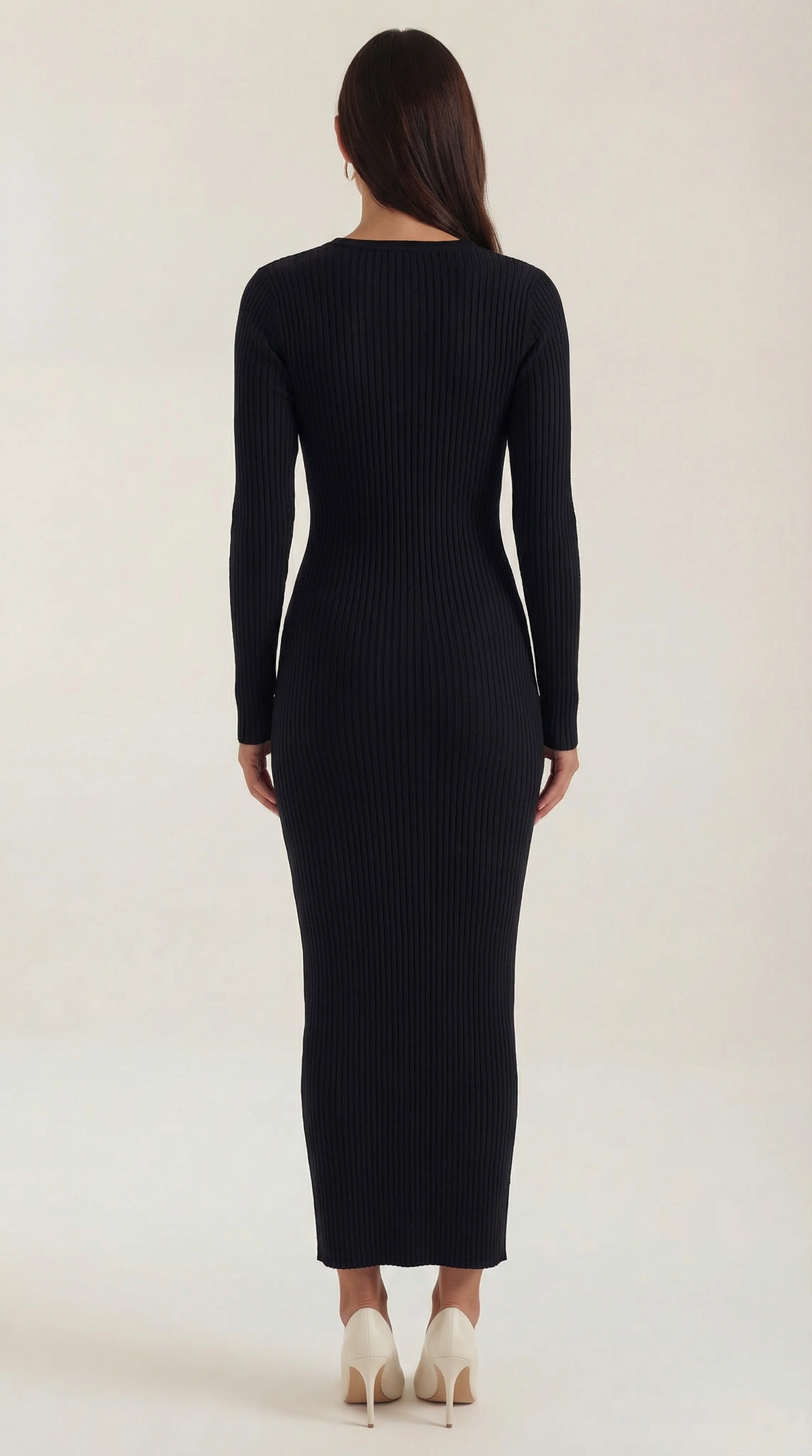 Sheila | Vestido midi ajustado de punto acanalado