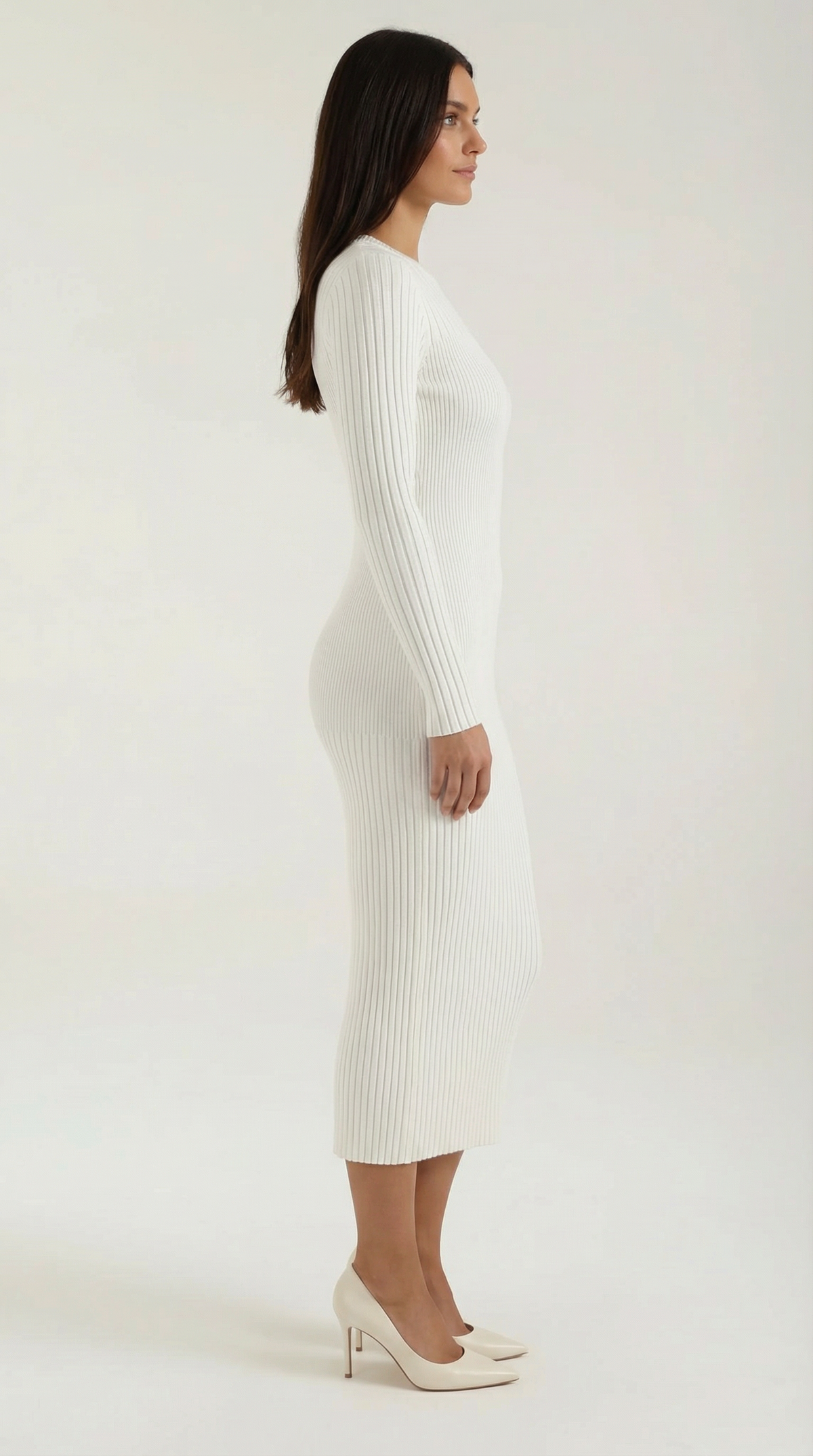 Sheila | Vestido midi ajustado de punto acanalado