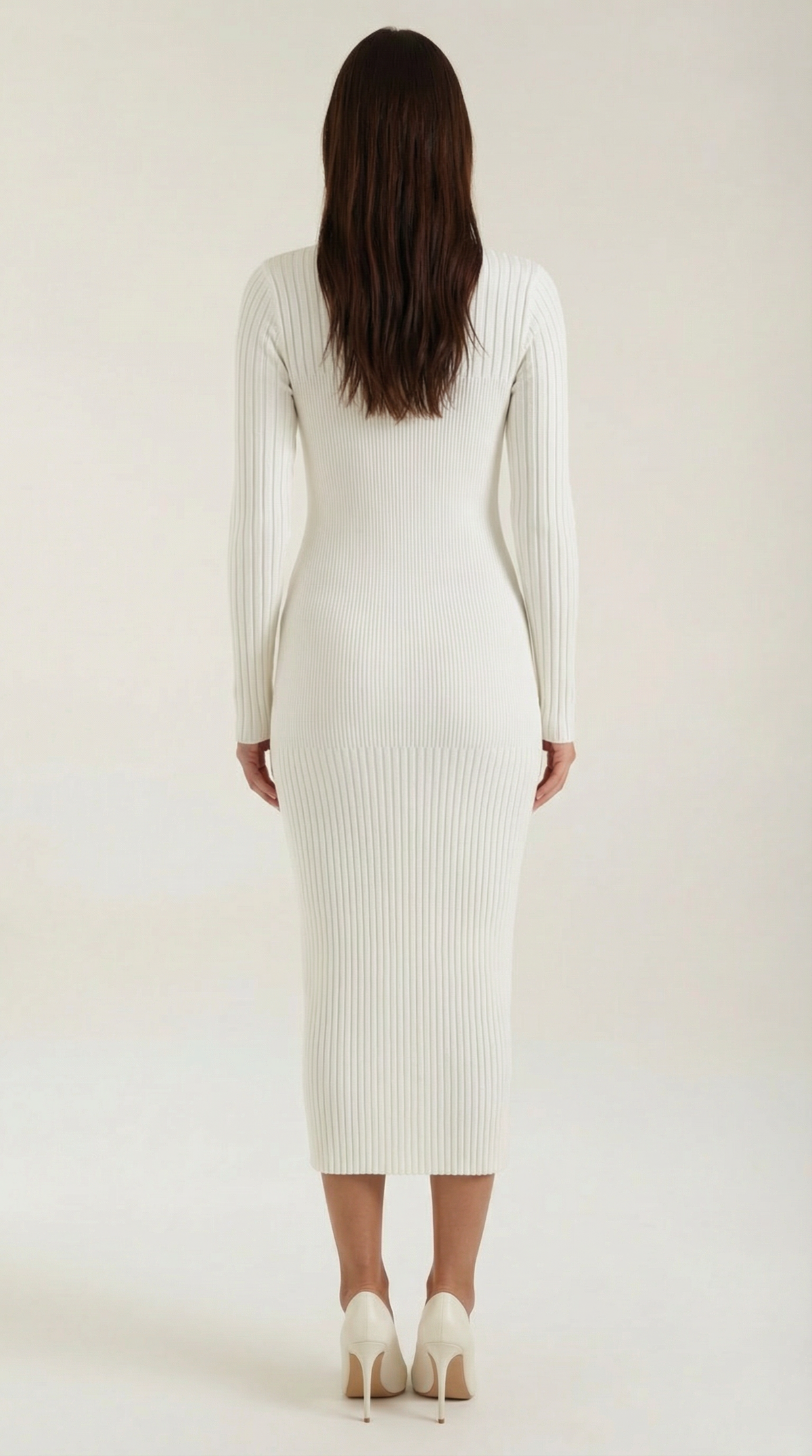 Sheila | Vestido midi ajustado de punto acanalado